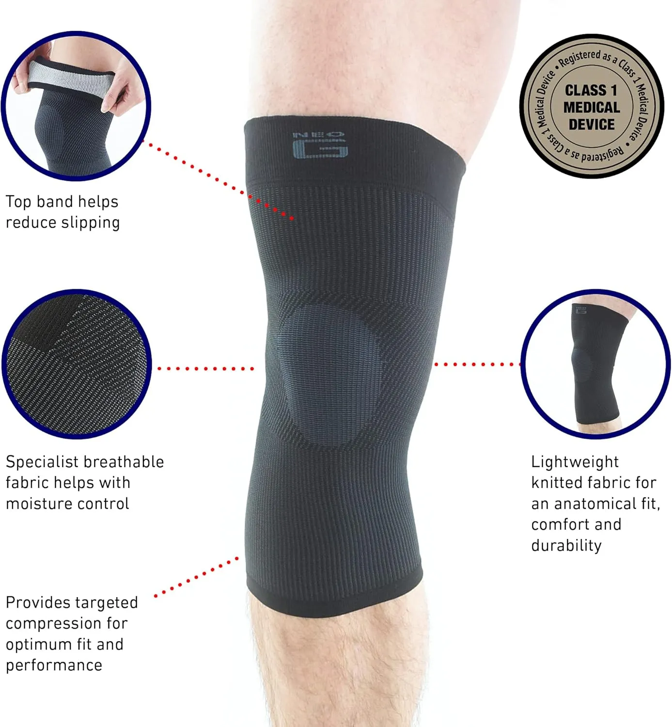 Neo-G Knee Sleeve for Daily wearing, Sports - Good for Sprains, Strains, Weak Muscles - Knee Sleeves for Men Women - Airflow