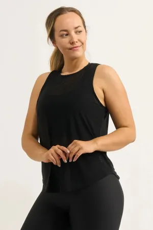 Net Muscle Back Tank - Black