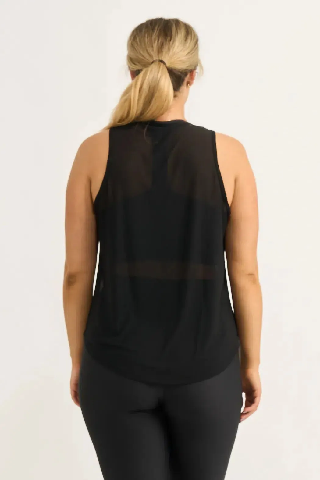 Net Muscle Back Tank - Black