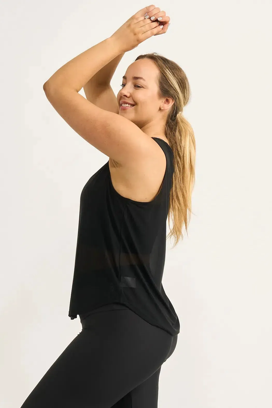Net Muscle Back Tank - Black