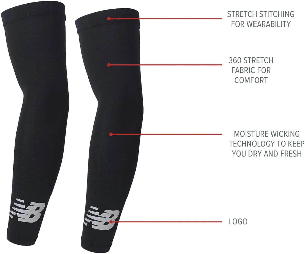 New Balance Unisex Outdoor Sports Compression Arm Sleeves, Arm Warmer, 1 Pair
