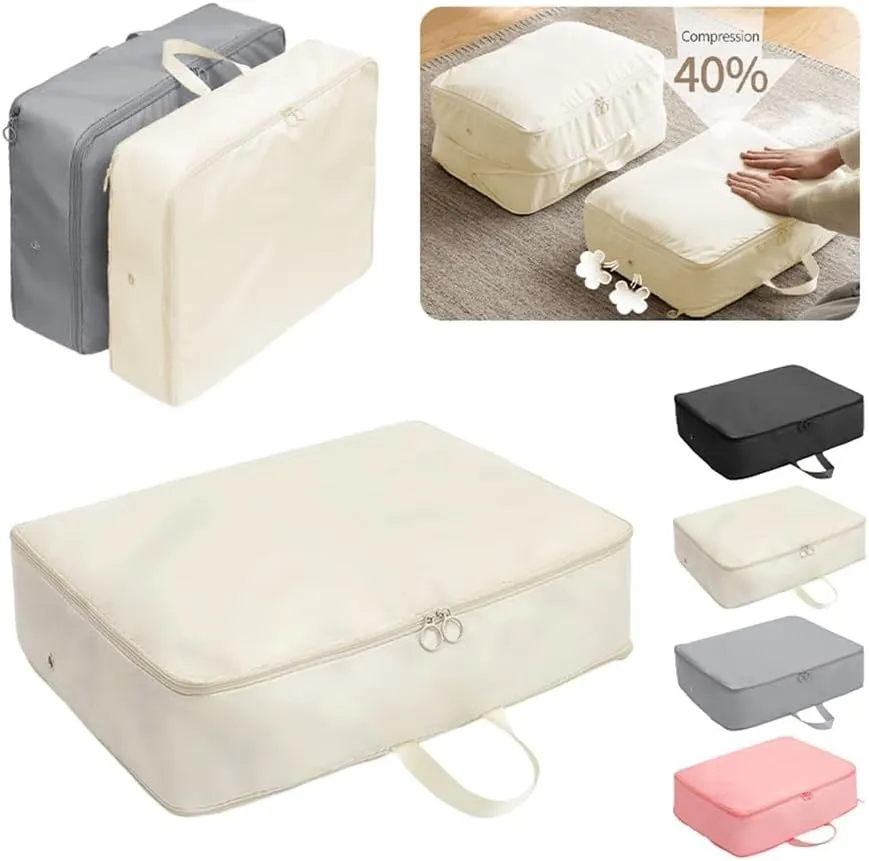 New Compression Storage Bag For Quilt Clothes Foldable Bag Storage Clothing Wardrobe Closet Organizers Home Pillow Blanket Bags(Gray,40x30x18cm)