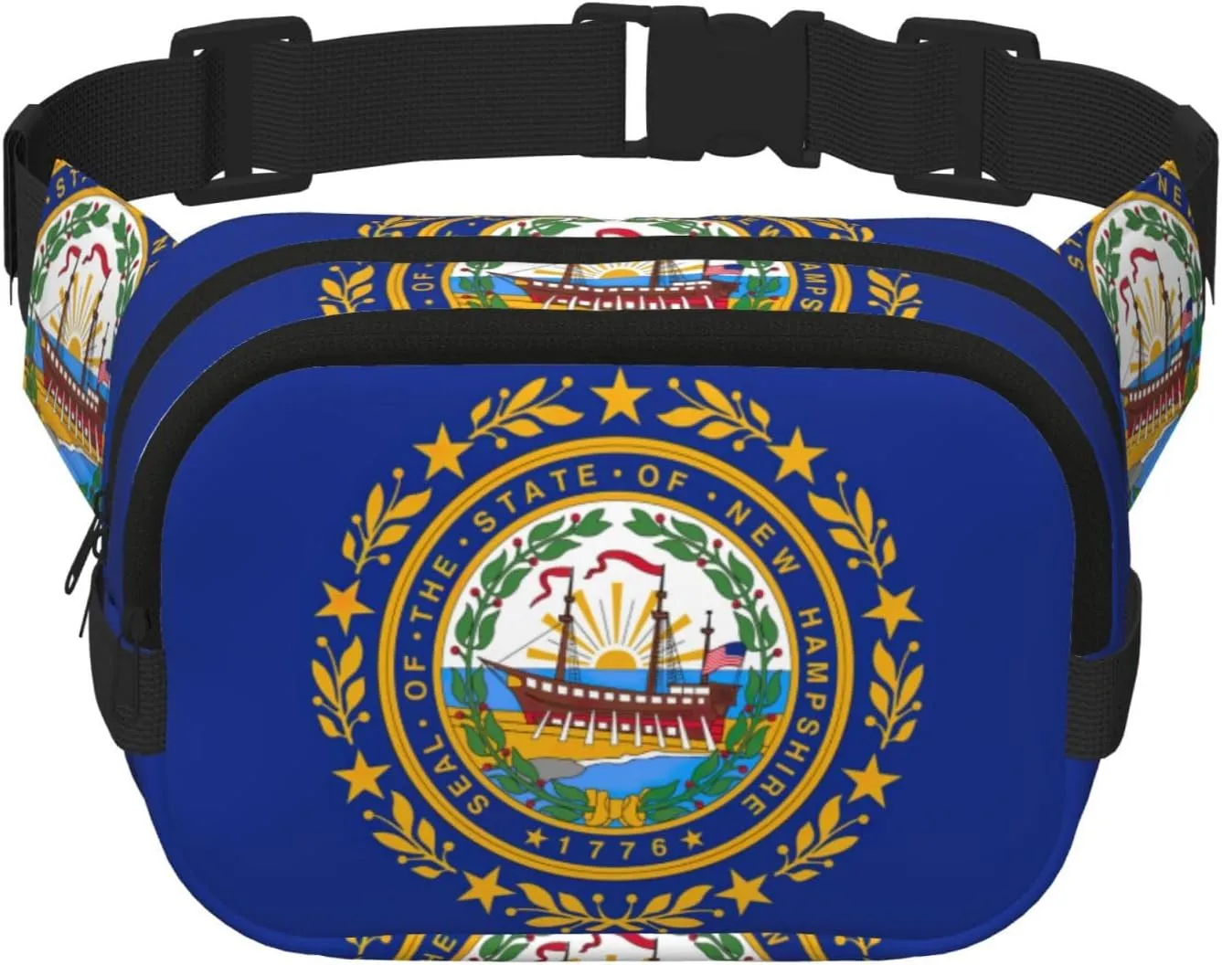 New Hampshire state flag print Belt Bag with Pockets,Fanny Packs for Women Men, Fashion Crossbody Bags,Waist Packs