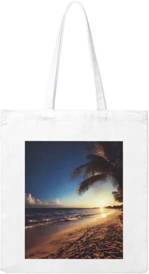 Night Beach View printed Canvas Shopping Bag Handbag tote bag