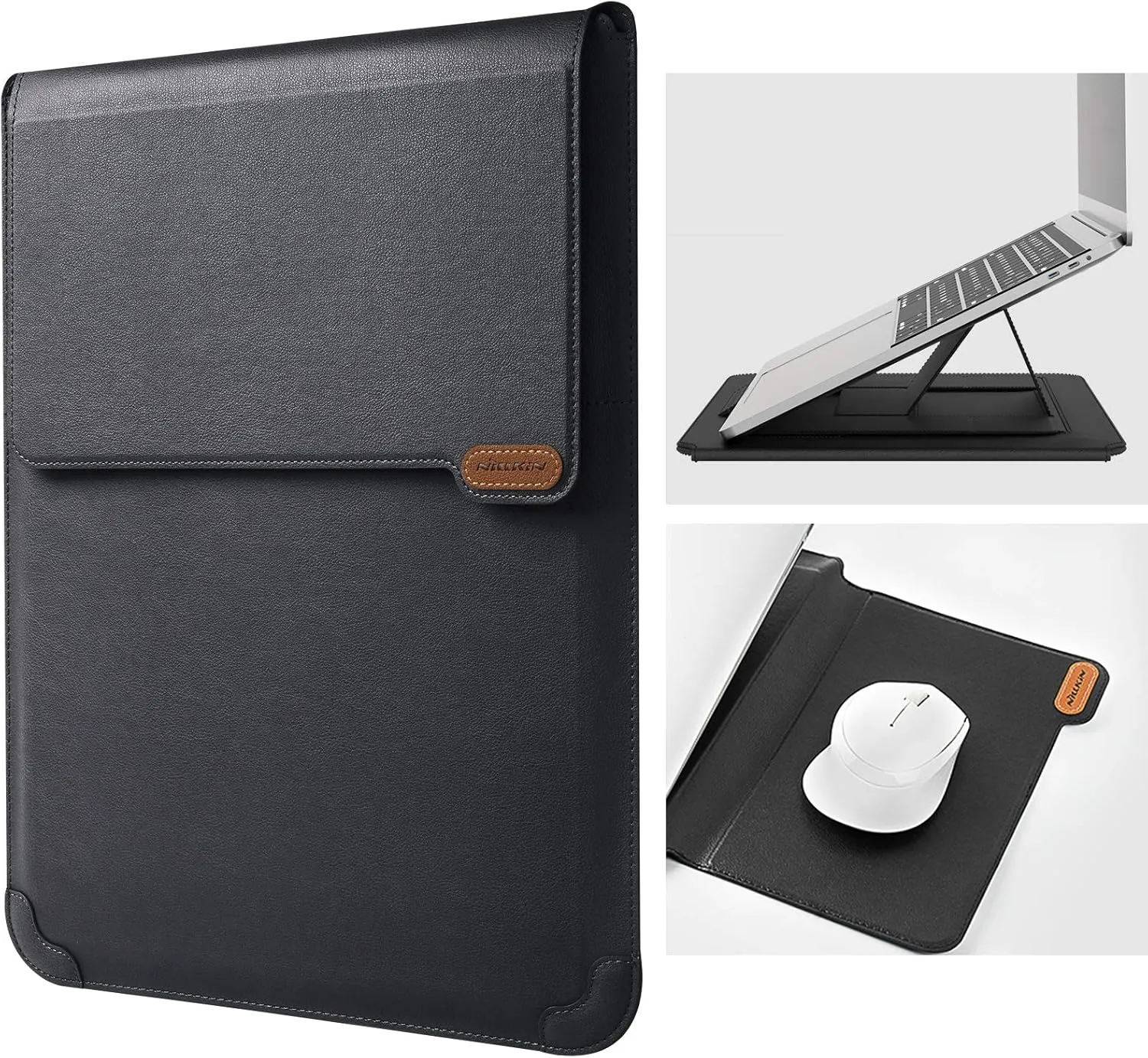 Nillkin Laptop Sleeve for MacBook Air M4(2025)/Pro 13/MacBook Air 13 inch, MacBook Air Sleeve with Laptop Stand and Mouse Pad, Case Bag for 13-14 inch MacBook, ASUS, Dell, HP, Black