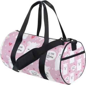 No Drama Llama Pink Gym Bag Canvas Sports Travel Duffle Bags for Men Women