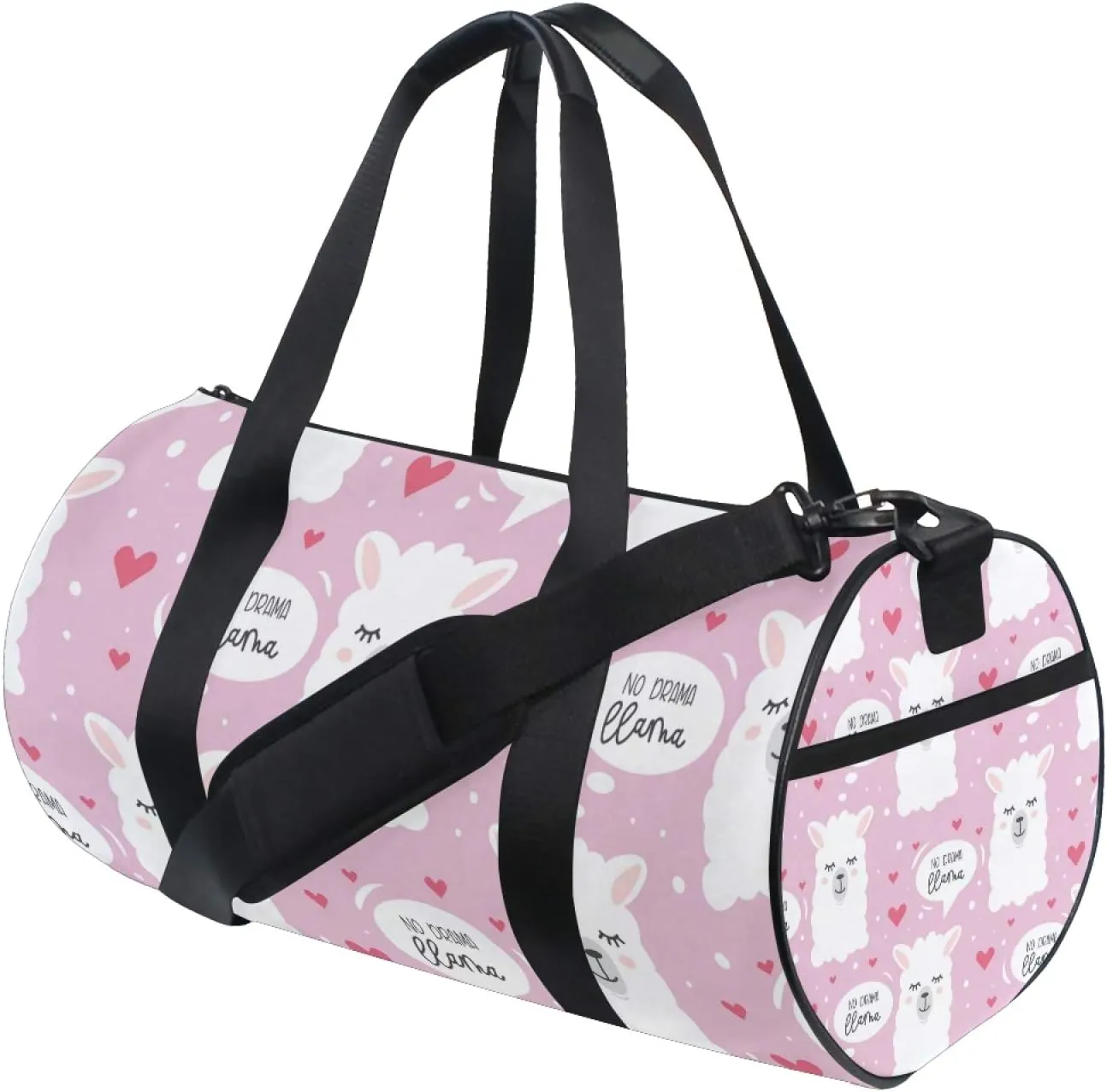 No Drama Llama Pink Gym Bag Canvas Sports Travel Duffle Bags for Men Women