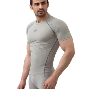 Nylon Compression Tshirt Half Sleeve Tights For Men (Light Grey)