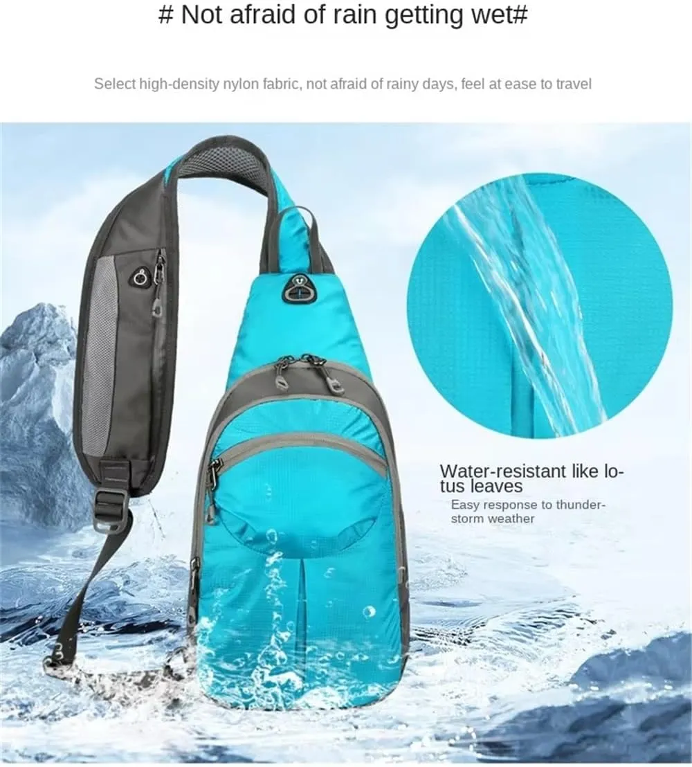 Nylon Crossbody Sling Chest Bag Daypack for Men Women Sport Hiking Bicycle Travel Gym Small Backpack Outdoor (Blue), Average
