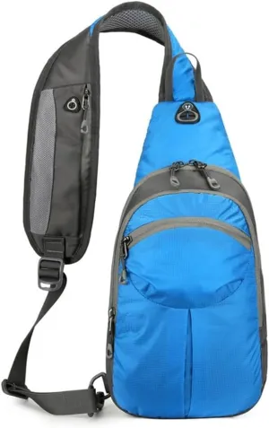 Nylon Crossbody Sling Chest Bag Daypack for Men Women Sport Hiking Bicycle Travel Gym Small Backpack Outdoor (Blue), Average
