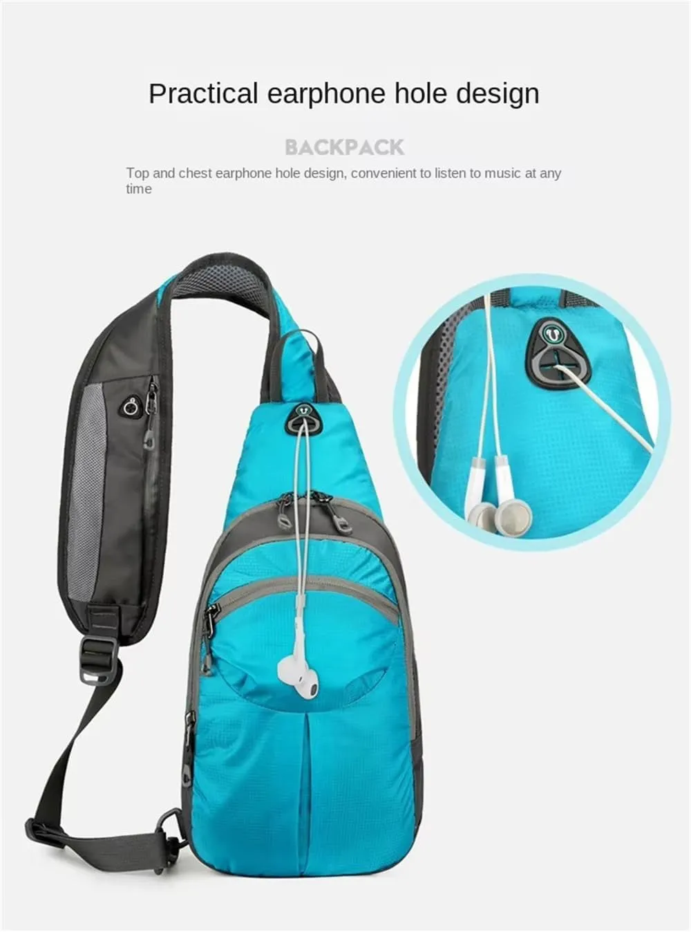Nylon Crossbody Sling Chest Bag Daypack for Men Women Sport Hiking Bicycle Travel Gym Small Backpack Outdoor (Blue), Average
