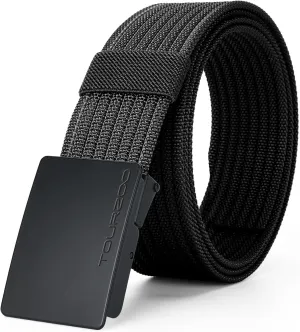 Nylon Military Tactical Belts for Men 1.5" No Holes Adjustable Webbing Canvas Belt for Hiking, Casual & Outdoor