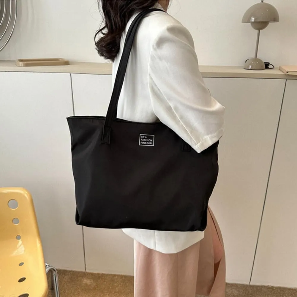 Nylon Tote Bag for Women Waterproof Shoulder Handbag with Zipper