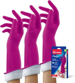 O-Cedar Playtex Gloves Living Reuseable Rubber Cleaning Gloves, Premium Protection, Size - Medium (1 Pair) - 3 Pack