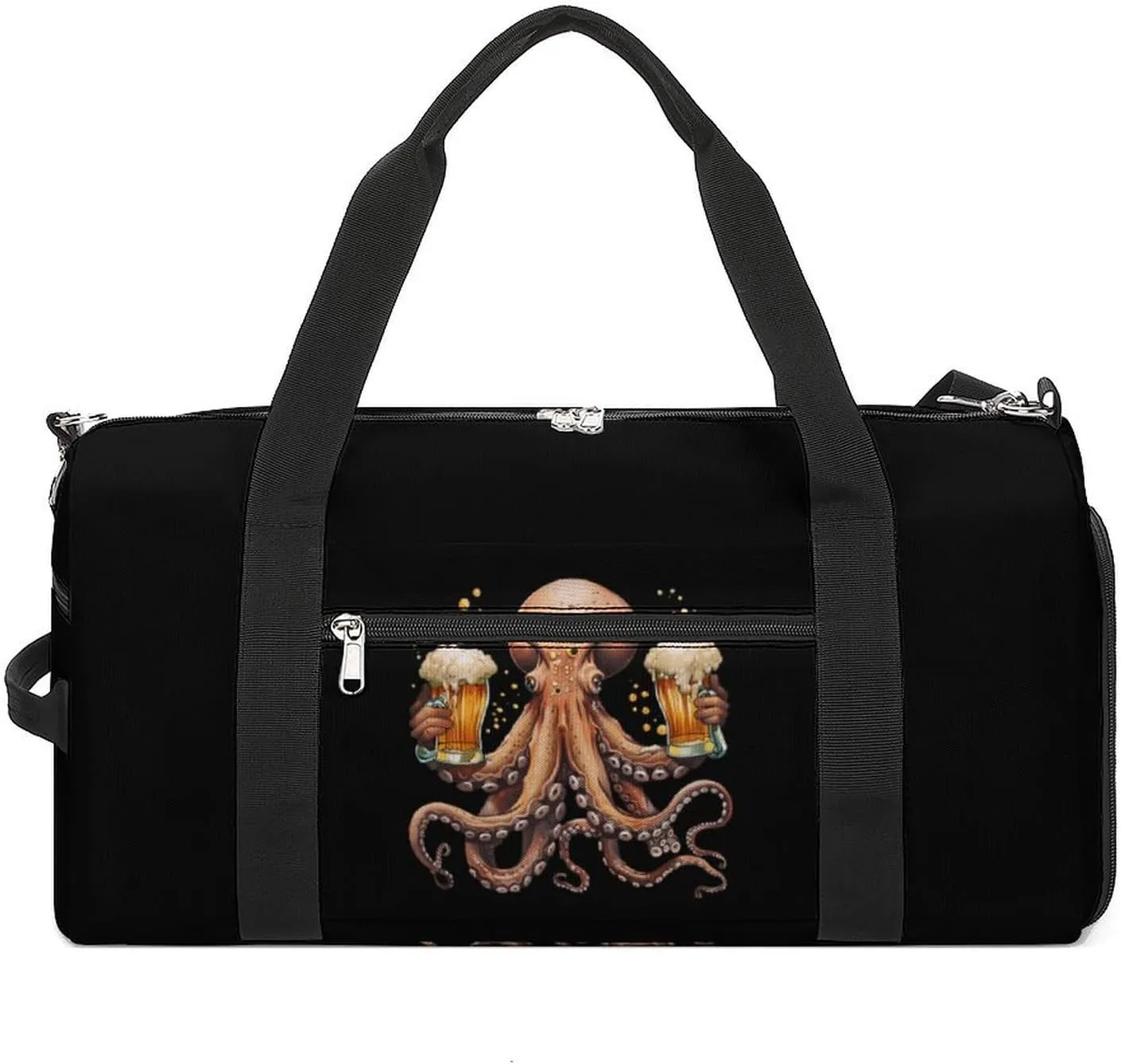 Octopus with Beers Travel Gym Bag Sport Workout Duffel Bags with Compartments And Side Pocket
