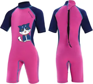 OMGear Wetsuit Kids 2mm 3mm Shorty Neoprene one Piece Short Sleeves Diving Suits Back Zipper Thermal Swimsuit for Youth Boys Girls Scuba Diving Surfing Snorkeling Swimming Water Sports