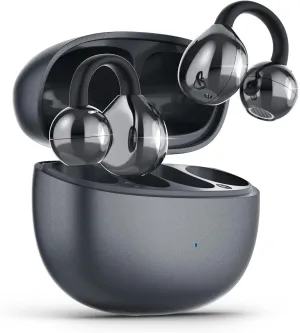 Open Ear Earbuds, Air Conduction Headphones Wireless Earbuds Bluetooth 5.4, Clip on Headphones with Mic 42H Playtime, Over Ear Earbuds Comfortable for Sports, Running, Workouts and Glasses Wearers