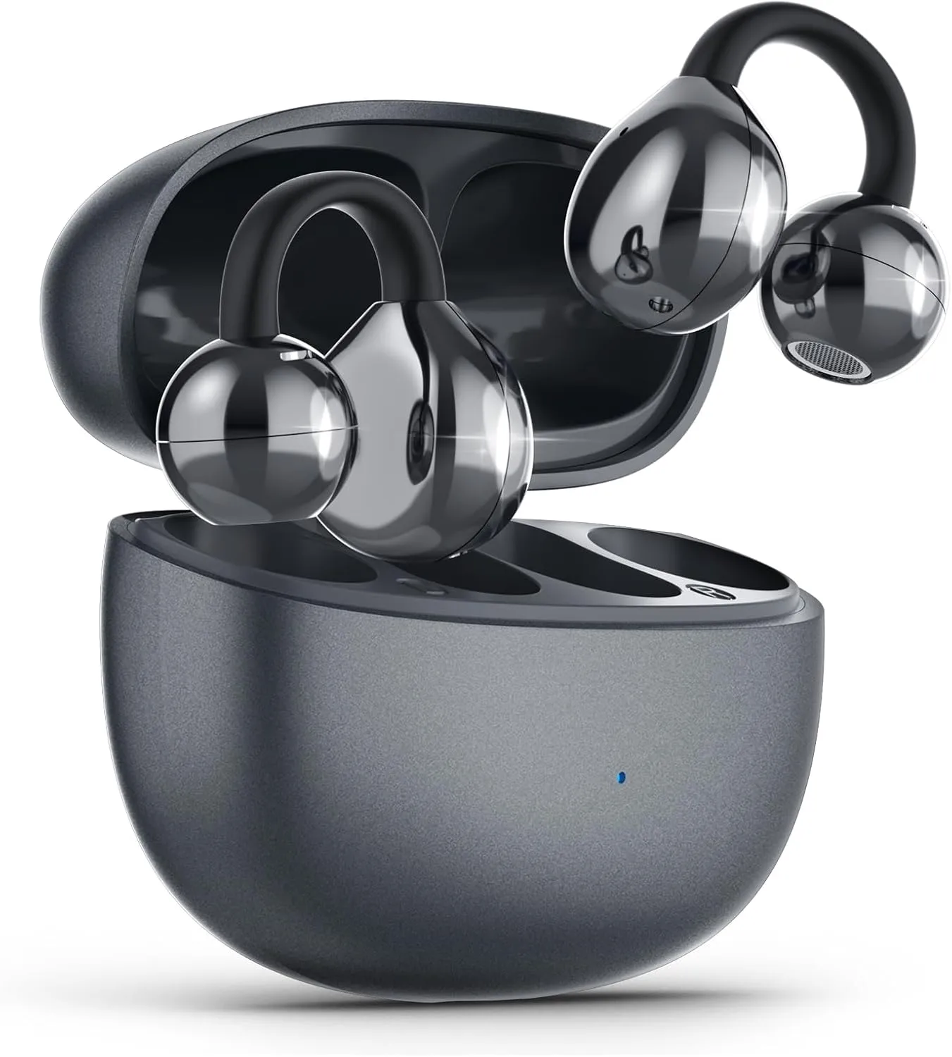 Open Ear Earbuds, Air Conduction Headphones Wireless Earbuds Bluetooth 5.4, Clip on Headphones with Mic 42H Playtime, Over Ear Earbuds Comfortable for Sports, Running, Workouts and Glasses Wearers