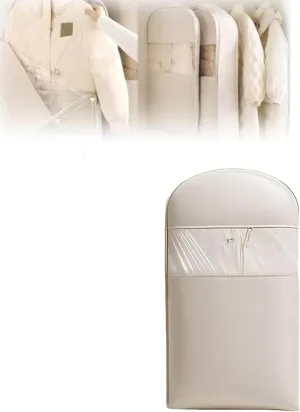 Otherwise Garment Bag, Otherwise Space Saving Hanging Garment Bag with Self Compression Zipper, Space Saving Hanging Protector, Winter Coat Storage, Heavy Duty Garment Bags (Beige,Medium)