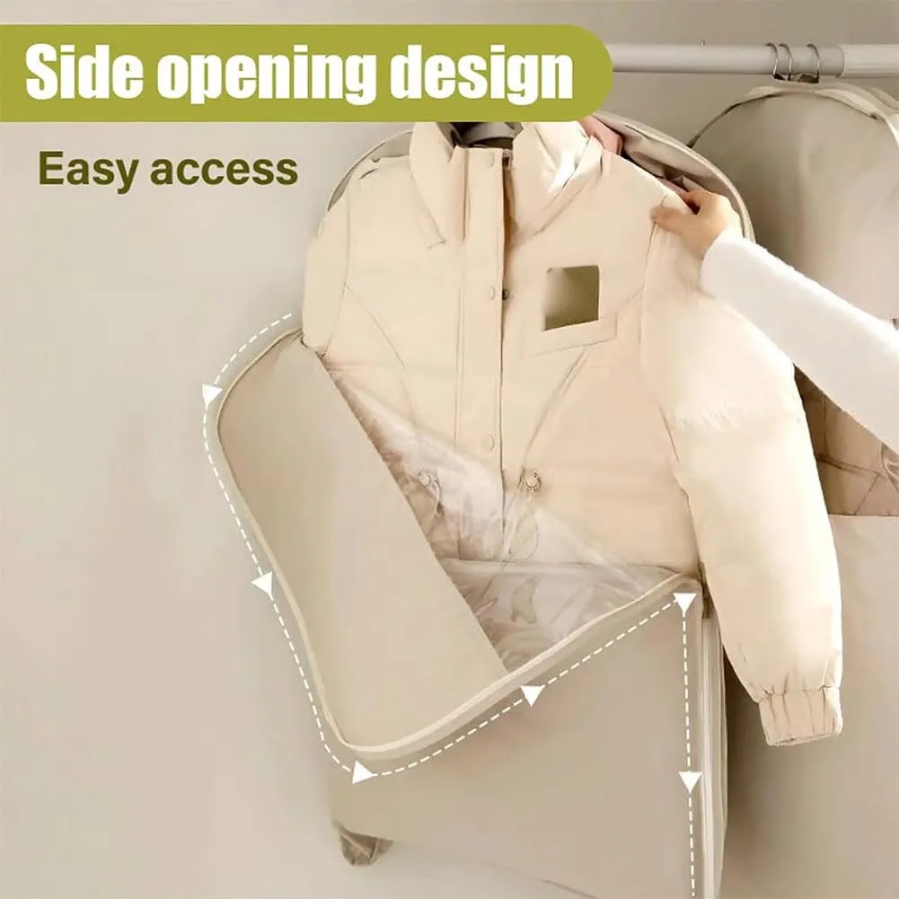 Otherwise Garment Bag, Space Saving Hanging Garment Bag with Self Compression Zipper, Dust Cover Clothes Bags for down Coat, Space Saving, Protects Clothes from Wrinkles (Beige, All Size-3Pcs)
