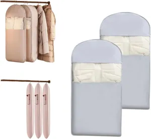 Otherwise Garment Bags, 2025 Space Saving Hanging Garment Bag with Self Compression Zipper, Dust Cover Clothes Bags for down Coat (Grey, L*2)