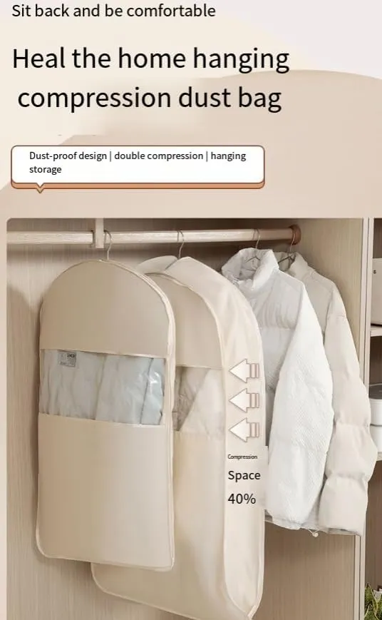 Otherwise Garment Bags for Hanging Clothes, Space Saving Hanging Garment Bag with Self Compression Zipper, Otherwise Travel Garment Bag for Down Coat, Space Saver Closet Organizers (white, S M L)