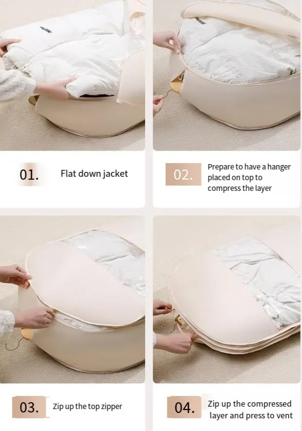 Otherwise Garment Bags for Hanging Clothes, Space Saving Hanging Garment Bag with Self Compression Zipper, Otherwise Travel Garment Bag for Down Coat, Space Saver Closet Organizers (white, S M L)