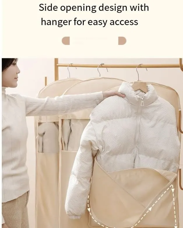 Otherwise Garment Bags for Hanging Clothes, Space Saving Hanging Garment Bag with Self Compression Zipper, Otherwise Travel Garment Bag for Down Coat, Space Saver Closet Organizers (white, S M L)