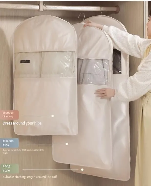 Otherwise Garment Bags for Hanging Clothes, Space Saving Hanging Garment Bag with Self Compression Zipper, Otherwise Travel Garment Bag for Down Coat, Space Saver Closet Organizers (white, S M L)