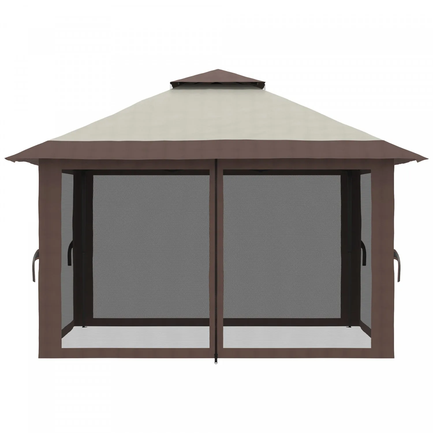 Outsunny 13' X 13' Pop Up Canopy With Mesh Sidewalls, Easy Up Canopy Tent Shelter With 2-tier Roof, |Outsunny 13' X 13' Pop Up Canopy Avec Parois Laterales En Maille, Abri De Tente A Canopy Facile Avec