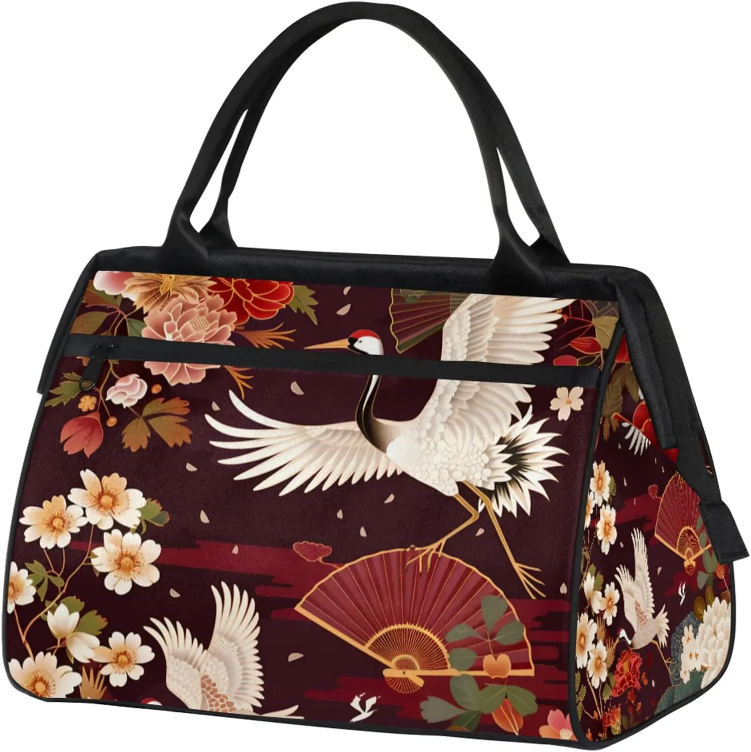 Overnight Weekender Bag for Women Men Japanese Pattern Traditional Waterproof Carry On Travel Duffel Bags with Zipper Lightweight Sports Gym Bag Luggage Workout Handle Bags for Traveling Yoga Camping
