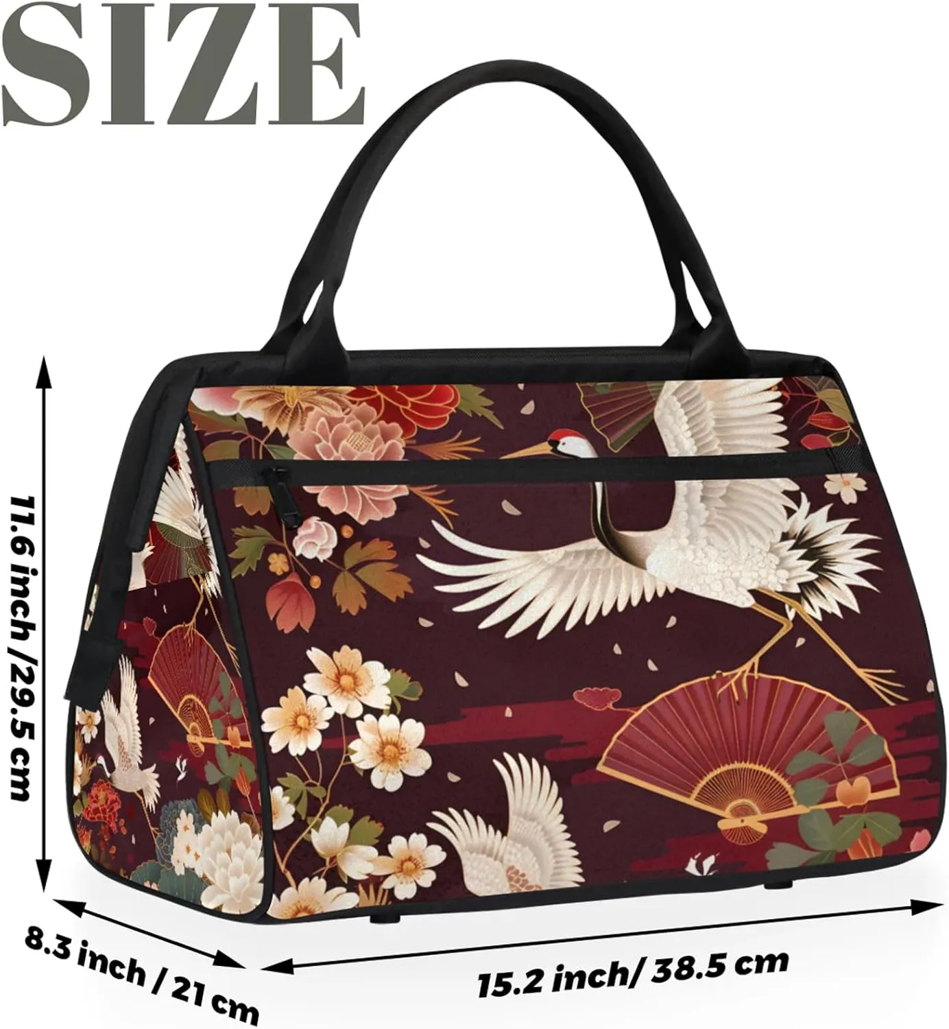 Overnight Weekender Bag for Women Men Japanese Pattern Traditional Waterproof Carry On Travel Duffel Bags with Zipper Lightweight Sports Gym Bag Luggage Workout Handle Bags for Traveling Yoga Camping