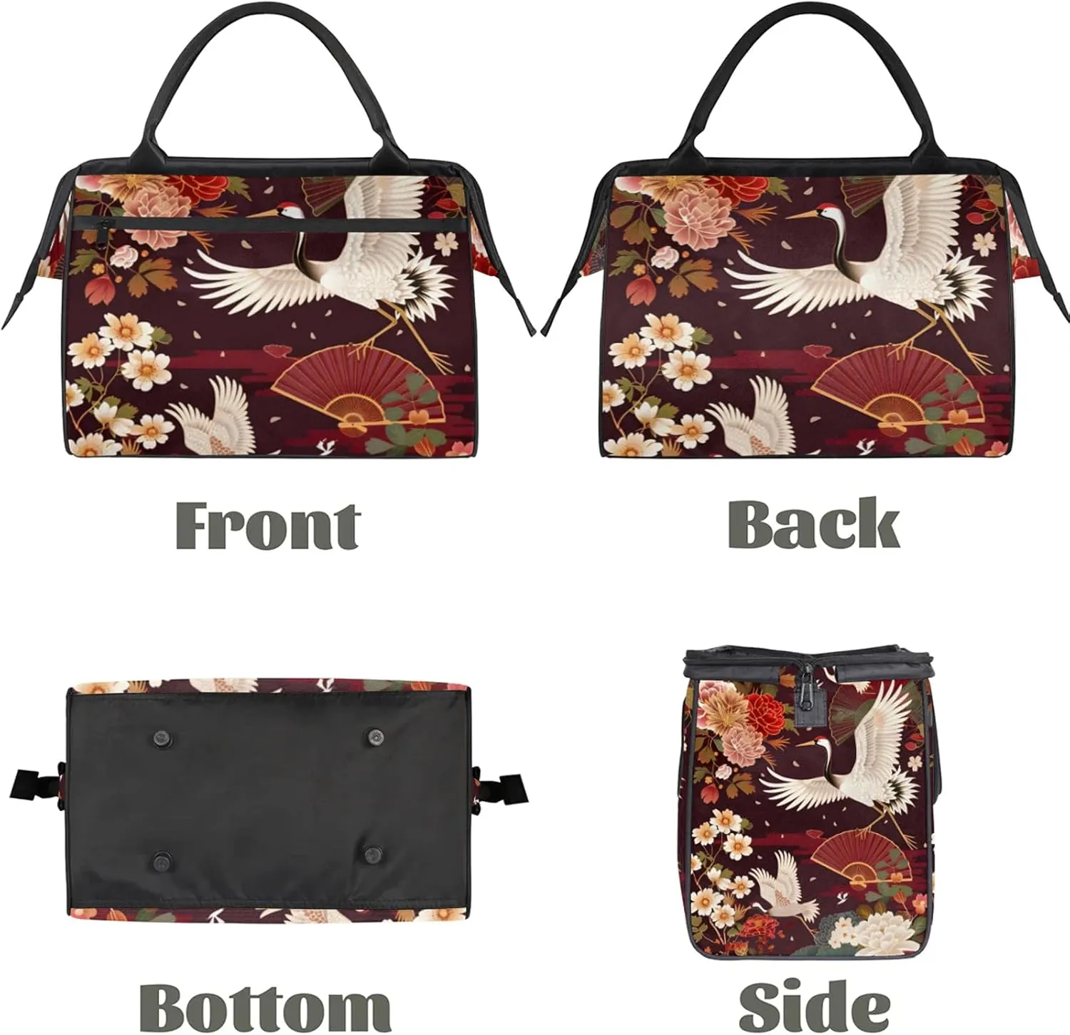 Overnight Weekender Bag for Women Men Japanese Pattern Traditional Waterproof Carry On Travel Duffel Bags with Zipper Lightweight Sports Gym Bag Luggage Workout Handle Bags for Traveling Yoga Camping