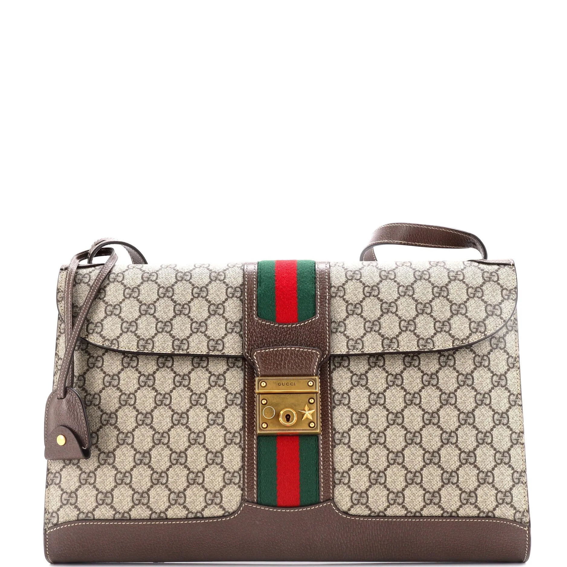 Padlock Web Messenger Bag GG Coated Canvas Large