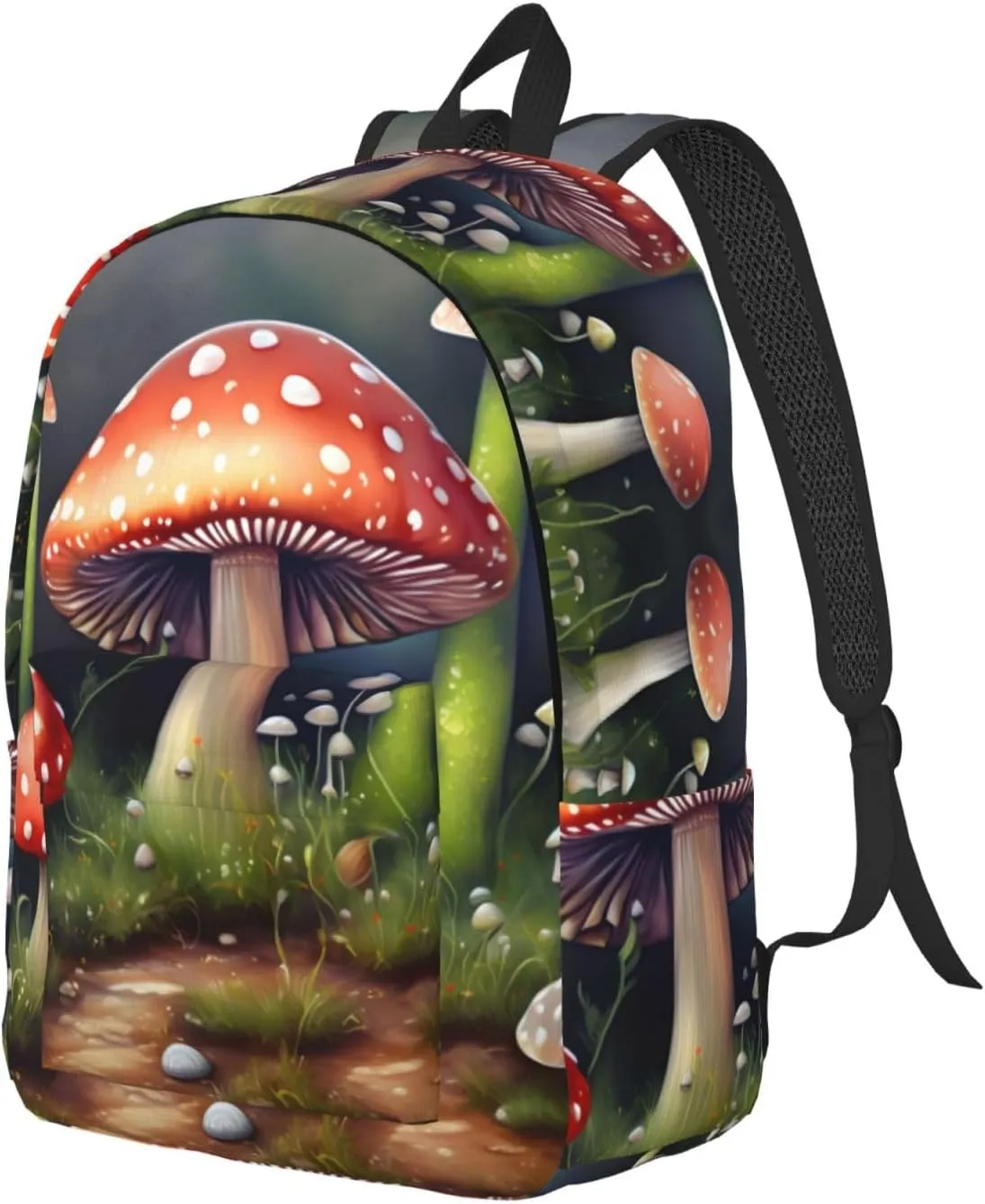 Painting Mushroom Canvas Backpack For Men Women,Casual Rucksack Backpack, Laptop College Hiking Travel Bag