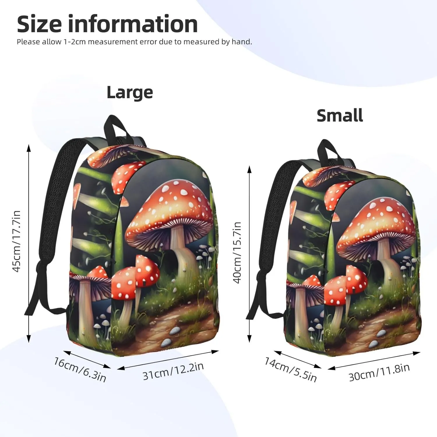 Painting Mushroom Canvas Backpack For Men Women,Casual Rucksack Backpack, Laptop College Hiking Travel Bag