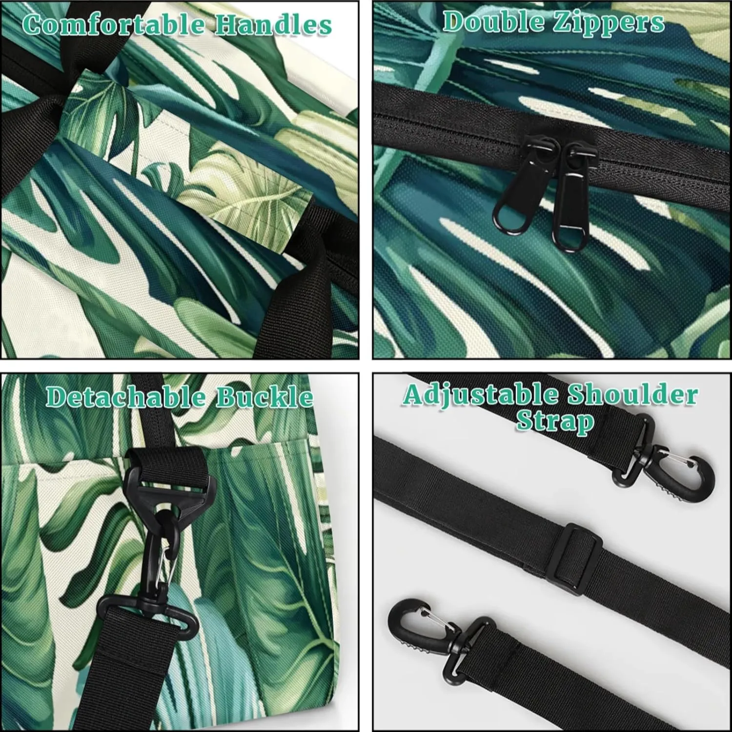 Palm Leaves Small Gym Bag for Women Men, Tropical Travel Duffle Bag Workout Dance Tote Bag Carry On Overnight Weekender Bag