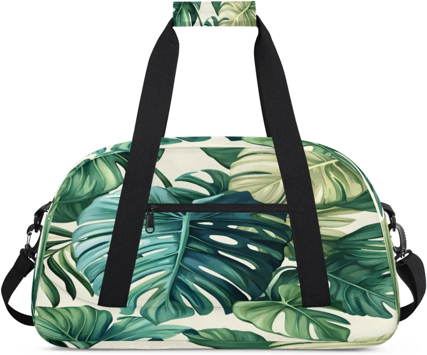 Palm Leaves Small Gym Bag for Women Men, Tropical Travel Duffle Bag Workout Dance Tote Bag Carry On Overnight Weekender Bag