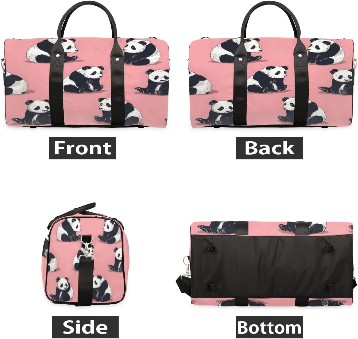 Panda Travel Duffle Bag, Sports Gym Bags for Women Men, Carry On Weekender Overnight Bag, Wild Animals Wildlife Workout Hospital Airplane Trips Bag