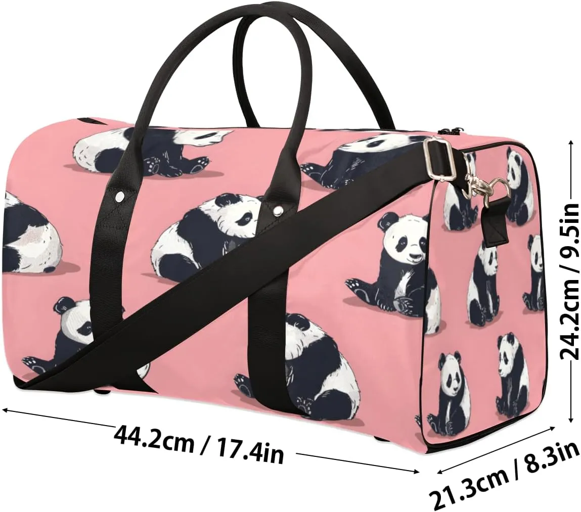 Panda Travel Duffle Bag, Sports Gym Bags for Women Men, Carry On Weekender Overnight Bag, Wild Animals Wildlife Workout Hospital Airplane Trips Bag