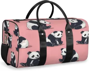 Panda Travel Duffle Bag, Sports Gym Bags for Women Men, Carry On Weekender Overnight Bag, Wild Animals Wildlife Workout Hospital Airplane Trips Bag