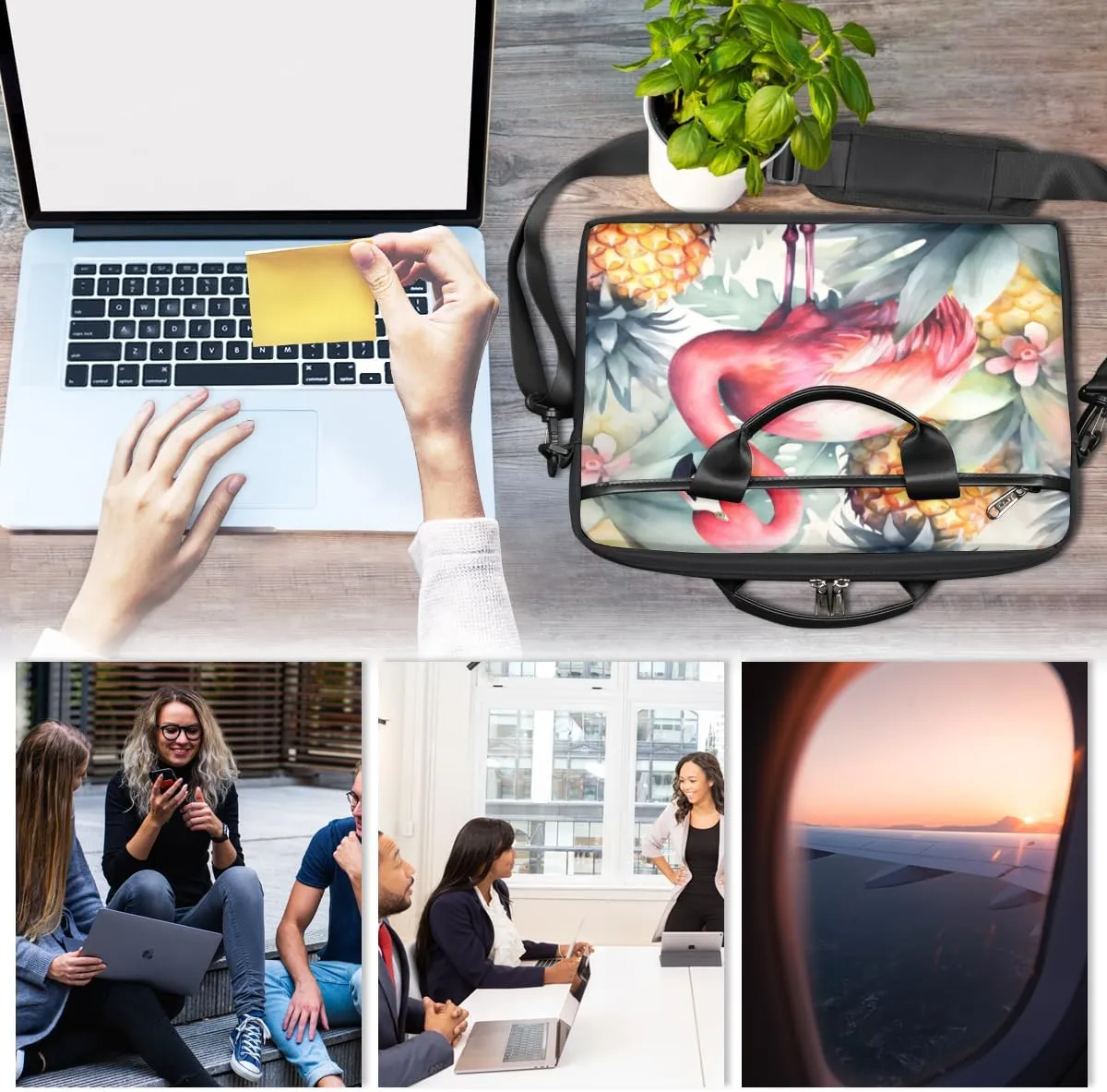 Paris Butterflys Laptop Bag for Men Women 13-15 Inch Case Bags Sleeve Shoulder with Anti Slip Removable The Pad Straps