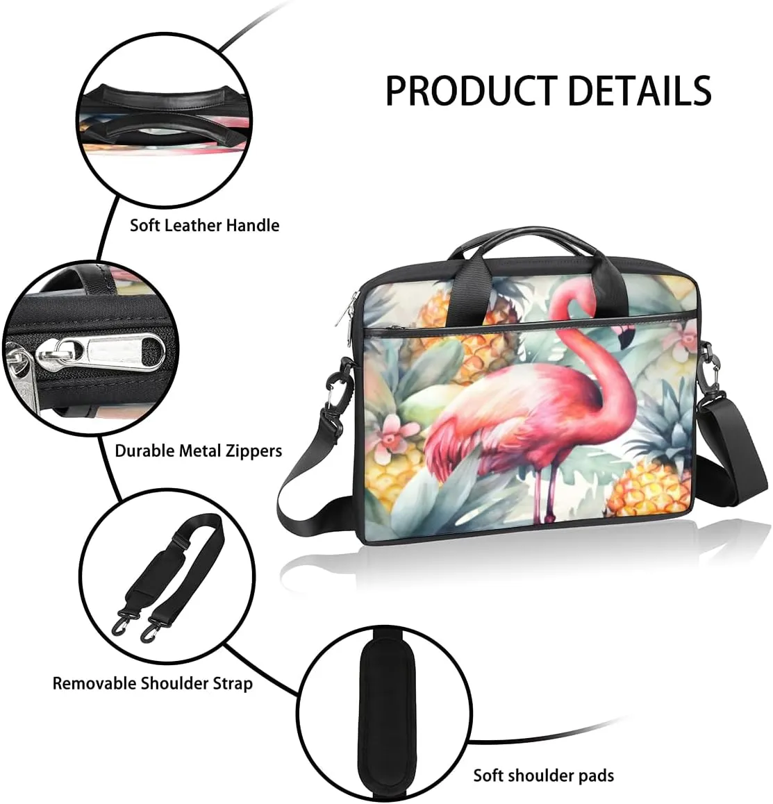 Paris Butterflys Laptop Bag for Men Women 13-15 Inch Case Bags Sleeve Shoulder with Anti Slip Removable The Pad Straps