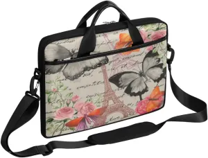 Paris Butterflys Laptop Bag for Men Women 13-15 Inch Case Bags Sleeve Shoulder with Anti Slip Removable The Pad Straps