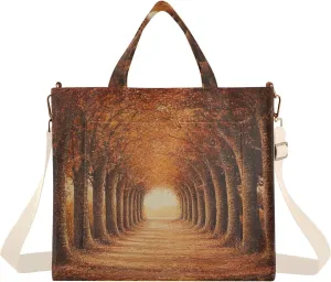 Path Trees Fall Tote Bag for Women Corduroy Crossbody Purse Shoulder Bag Handbag Nurse Bags for Woman Beach