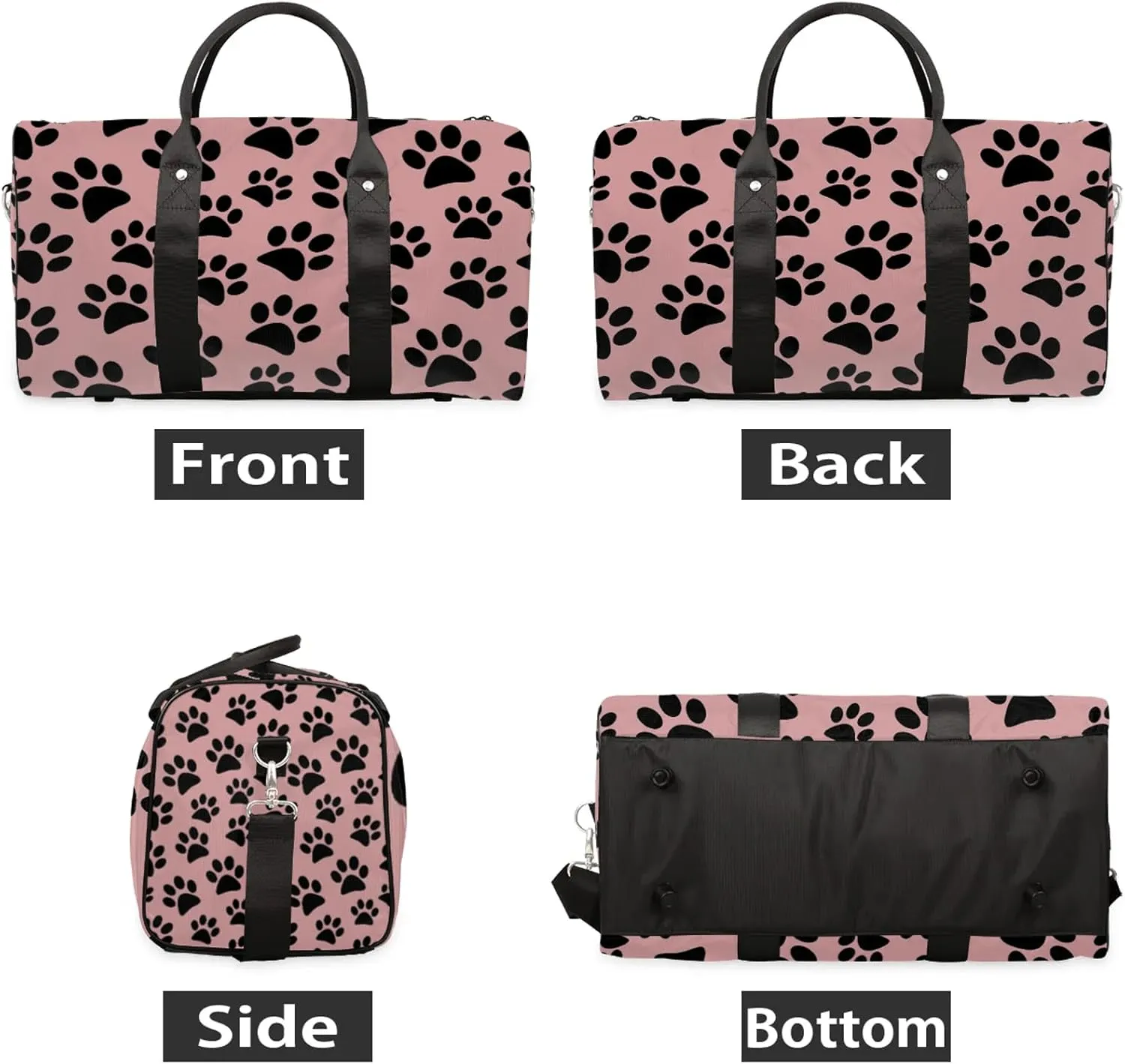 Paw Print Dog Travel Duffle Bag, Weekender Bags for Women Men, Carry on Overnight Bag Waterproof Gym Bags, Hospital Bag for Labor and Delivery