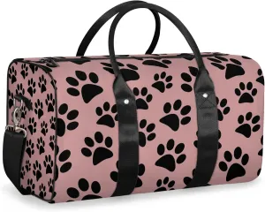 Paw Print Dog Travel Duffle Bag, Weekender Bags for Women Men, Carry on Overnight Bag Waterproof Gym Bags, Hospital Bag for Labor and Delivery