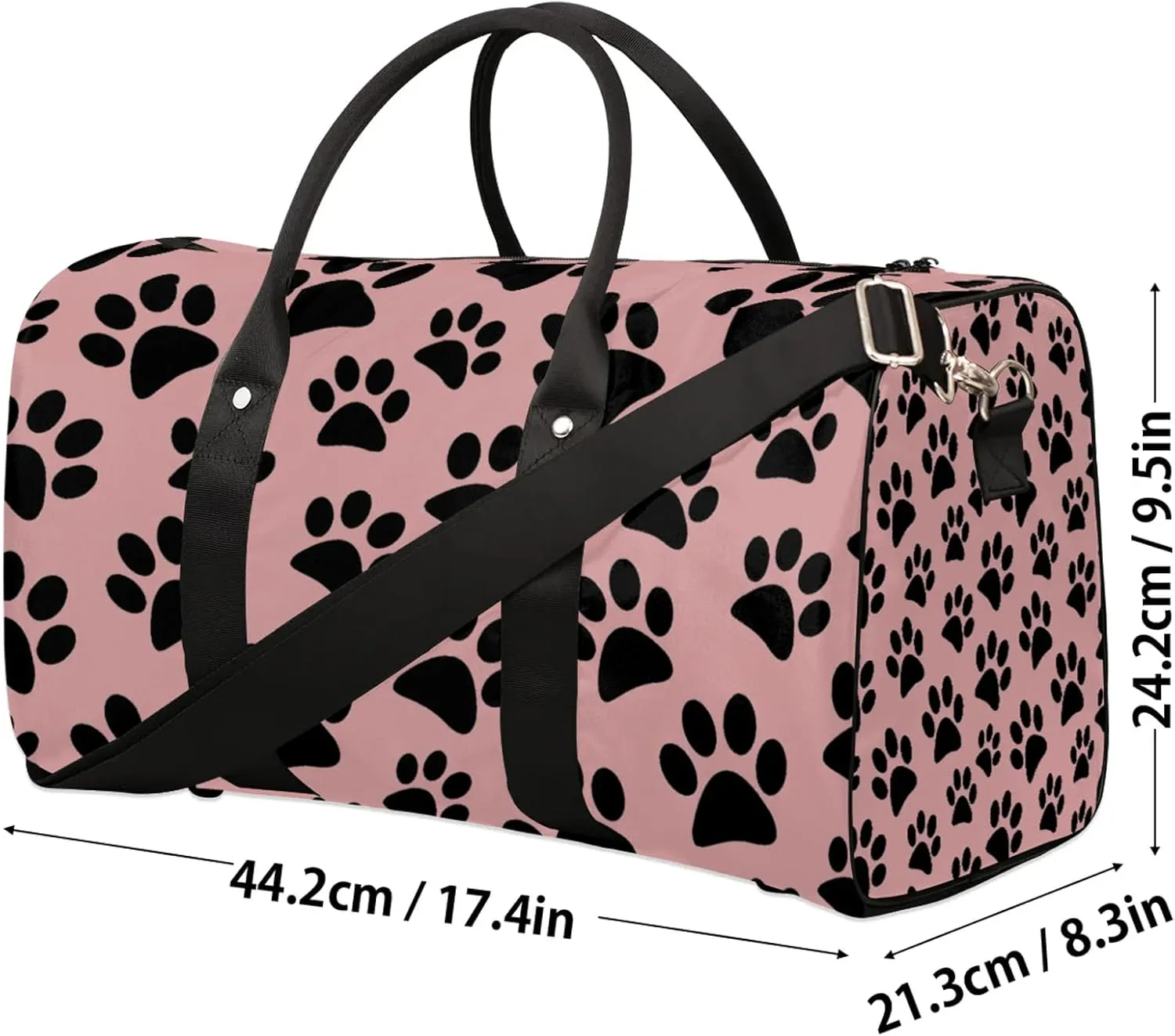 Paw Print Dog Travel Duffle Bag, Weekender Bags for Women Men, Carry on Overnight Bag Waterproof Gym Bags, Hospital Bag for Labor and Delivery