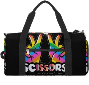 Peace Rock Paper Scissors Sports Gym Bag Lightweight Travel Duffle Bag Carry on Weekender Bags for Women Men