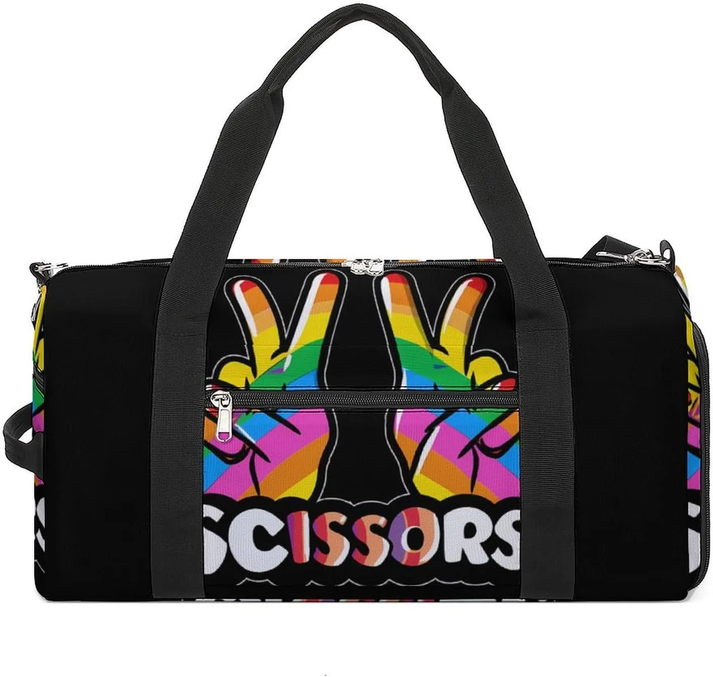 Peace Rock Paper Scissors Sports Gym Bag Lightweight Travel Duffle Bag Carry on Weekender Bags for Women Men